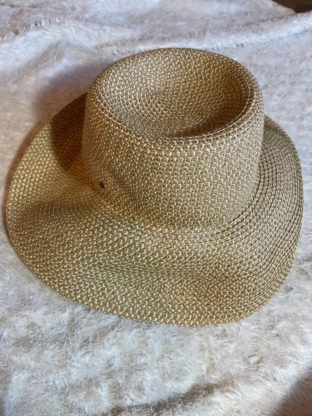 Woven Straw Sun Hat - Natural Golden Tone